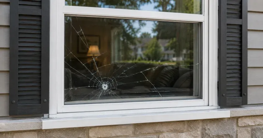 technician measuring window opening for emergency glass replacement Burlington