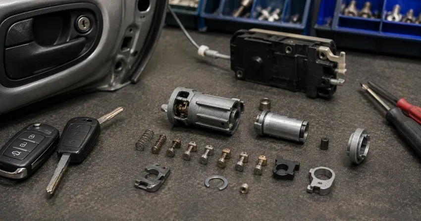 technician testing a car key fob during Car Lock Repair Maple, Burlington