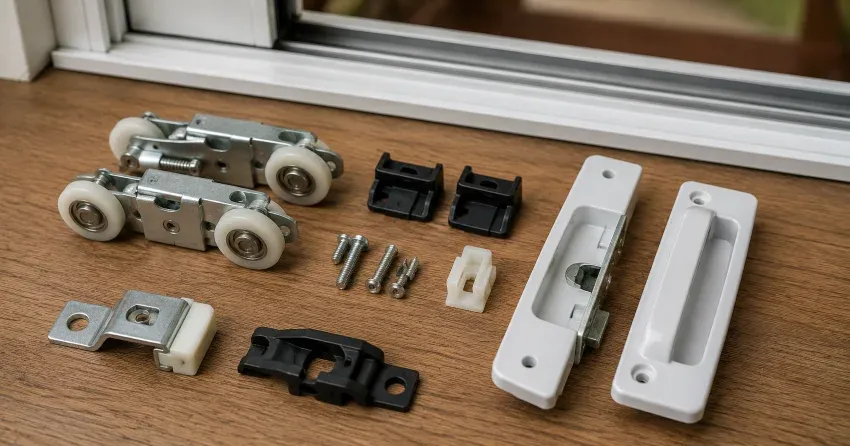 sliding door broken Freeman, Burlington roller and track inspection