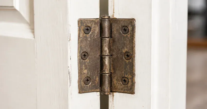 technician adjusting a sagging door hinge in Dynes, Burlington